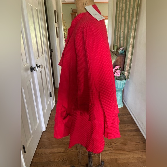 NWOT FOCUS Waffle Swing Cardigan Jacket 100% preshrunk Cotton RED SMALL - Picture 3 of 9